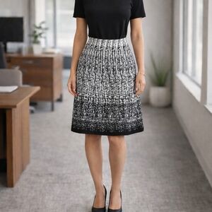 Roz & Ali XS Graphic Black & White A-Line Skirt | Workwear Staple
